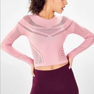 Women's FABLETICS "Sarah" SculptKnit Pink Long Sleeve Perforated Top M/L